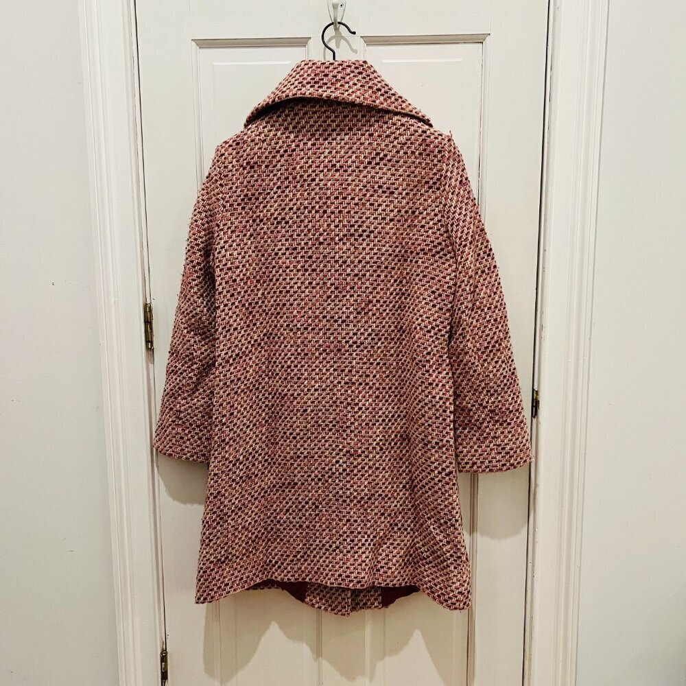 DKNY Ladies Women's Vintage Pink Tweed Over Coat Size 8 Medium Jacket - Picture 12 of 16